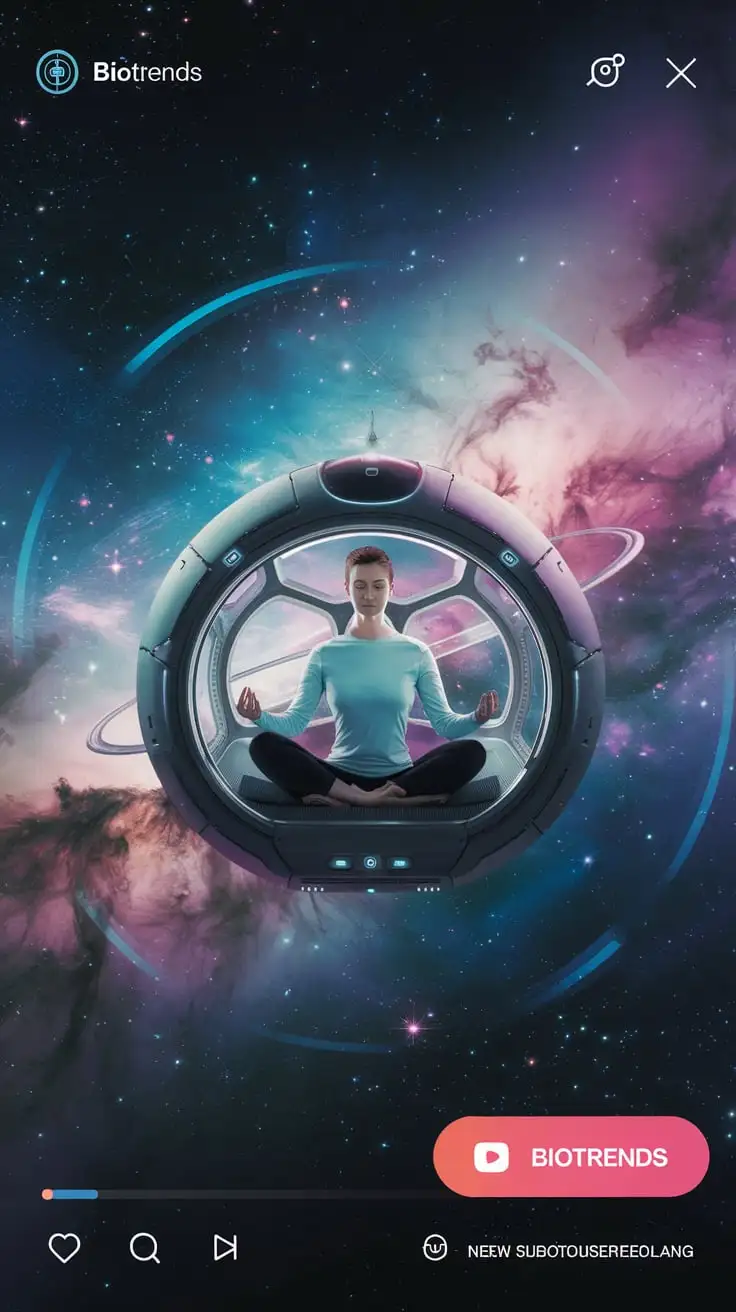 Tranquil Cosmic Meditation in Futuristic Space Pod