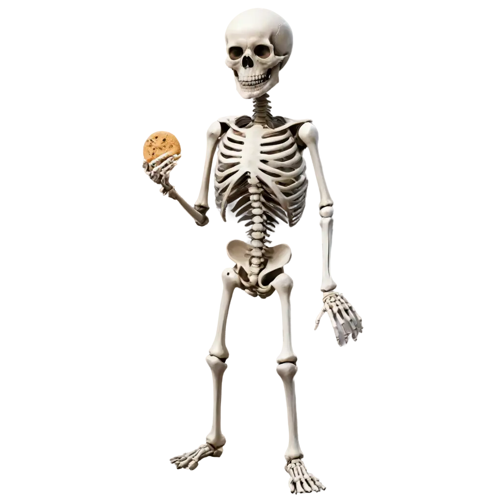 Realistic-Skeleton-with-a-Bite-of-Cookie-in-Hand-PNG-Image-for-Diverse-Uses