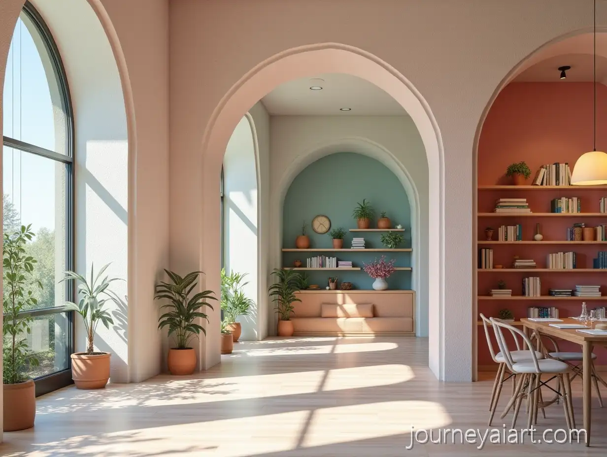 Modern-Interior-Design-with-Arches-and-Textured-Walls-in-Art-Studio-Library-and-Caf-Spaces