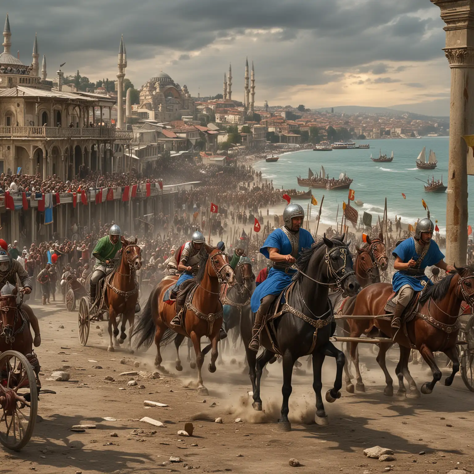 In Byzantium (now Istanbul), chariot races would take place. There were teams similar to the Blues and Greens representing factions, whose rivalry would sometimes escalate into a frenzy in the city! On the other side of the Atlantic, in Mesoamerica, ball games were highly revered and held great spiritual significance. The winners were hailed as heroes, while the losers were severely punished—sometimes even risking their lives to appease the gods!