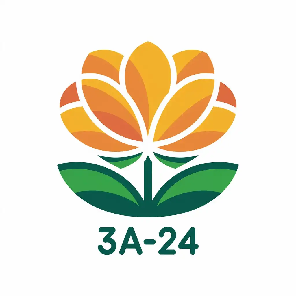 a vector logo design,with the text "3A-24", main symbol:slogan of mine: Bloom Together, Shine Forever. My class is always energetic, youthful, united, working hard, and very friendly like family members. I want to design something soft, flowing but not lacking in sharpness in the small details,Moderate,clear background