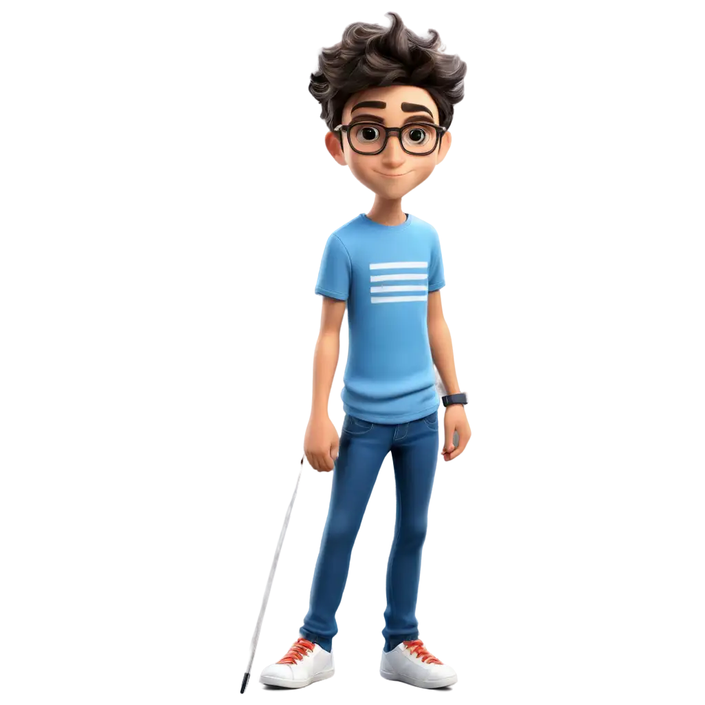 Cartoon-Teenager-Boy-with-Glasses-in-Blue-Shirt-and-Jeans-PNG-Image