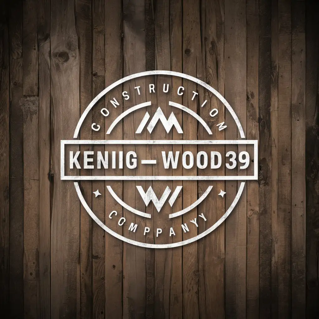 LOGO-Design-for-Kenig-Wood39-Round-Construction-Logo-with-Wooden-Background