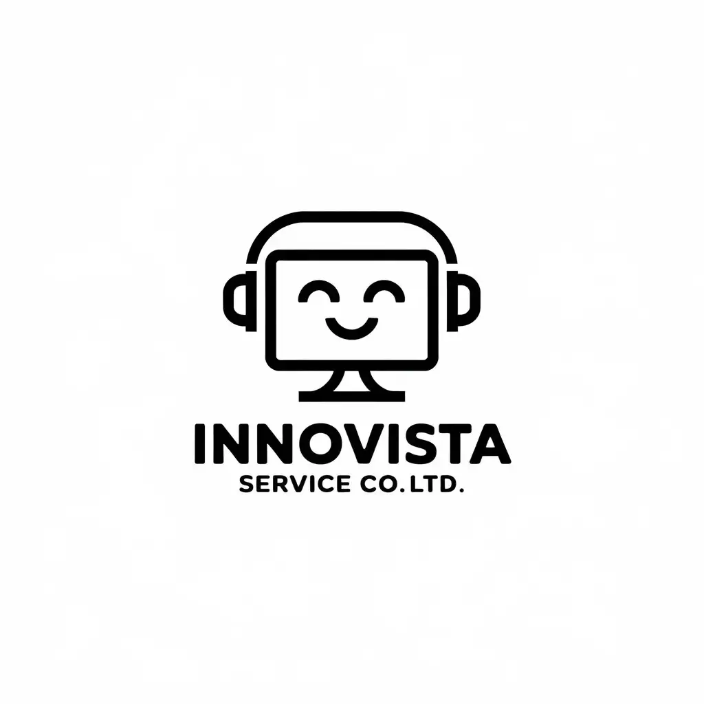 LOGO Design For Innovista Service CoLtd Computer Smile in Minimalistic Vector Style