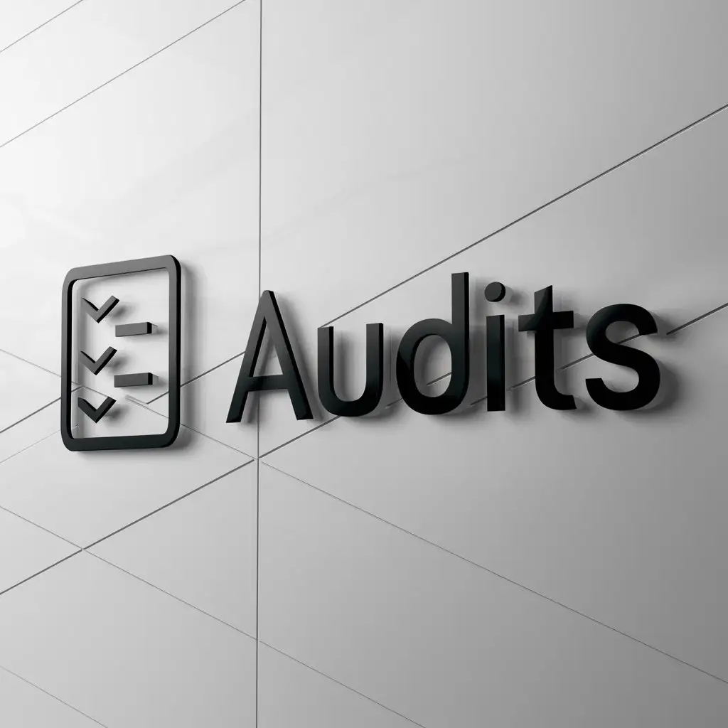 a logo design,with the text "Audits", main symbol:system for auditor checks,Moderate,clear background