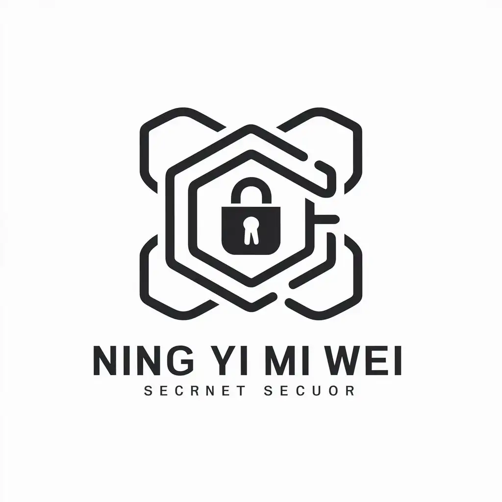 a vector logo design,with the text "ning yi mi wei", main symbol:network security,password security,complex,be used in Internet industry,clear background