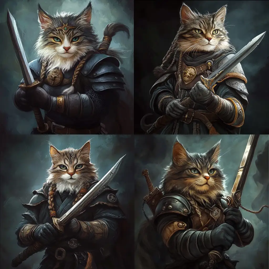 Humanoid-Cat-Paladin-withHumanoid-cat-paladin-Beard-and-Braids-Holding-a-Longspear-in-Fantasy-Style