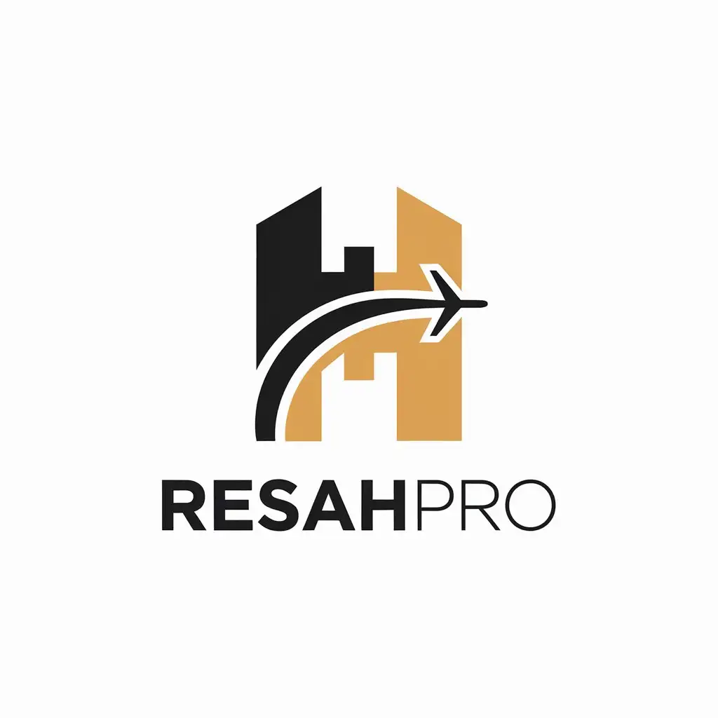 LOGO Design for Resahpro Minimalistic Plane and Hotel in Letter H Shape for Travel Industry