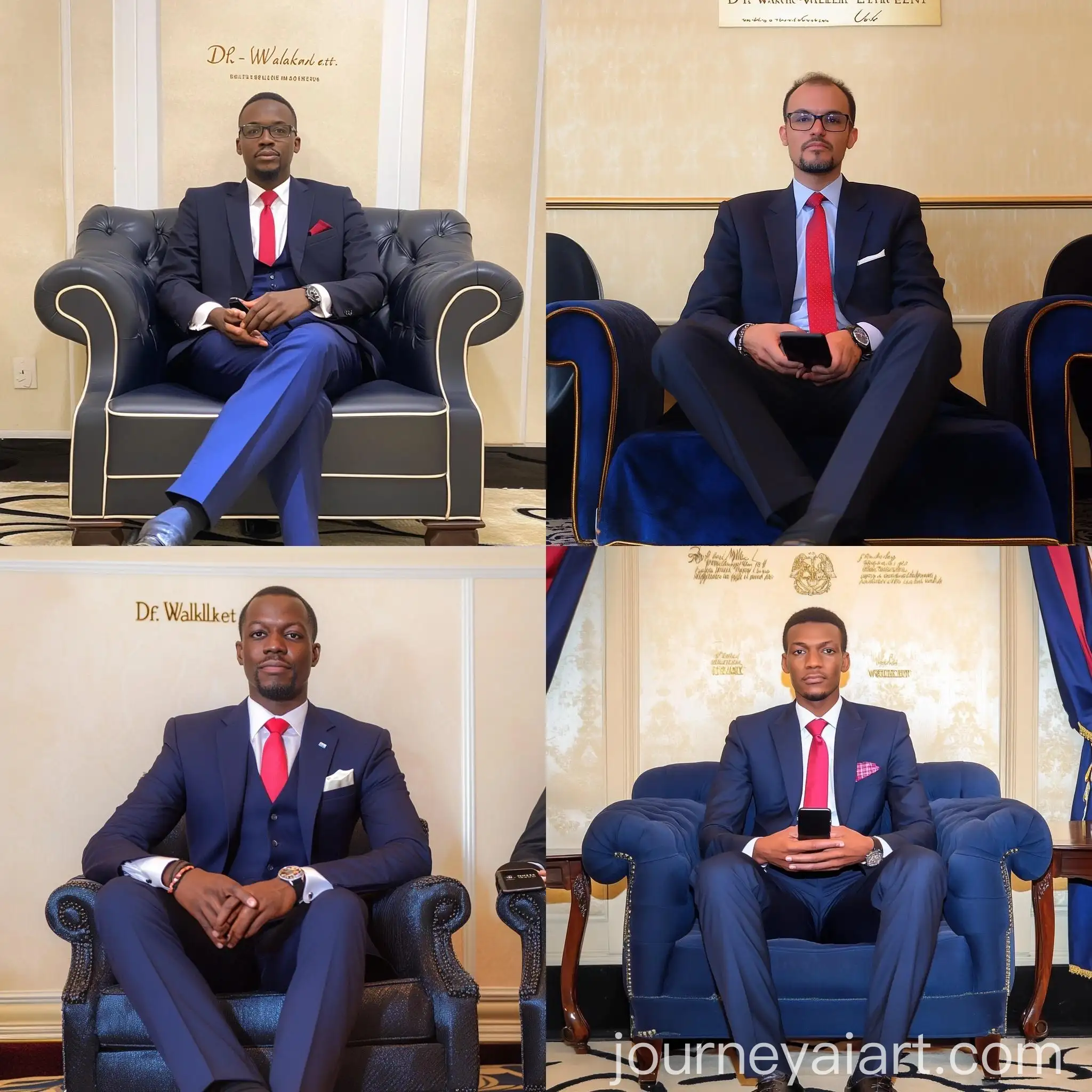 Businessman-Sitting-on-Navy-Blue-Couch-with-iPhone-and-Crimson-Tie