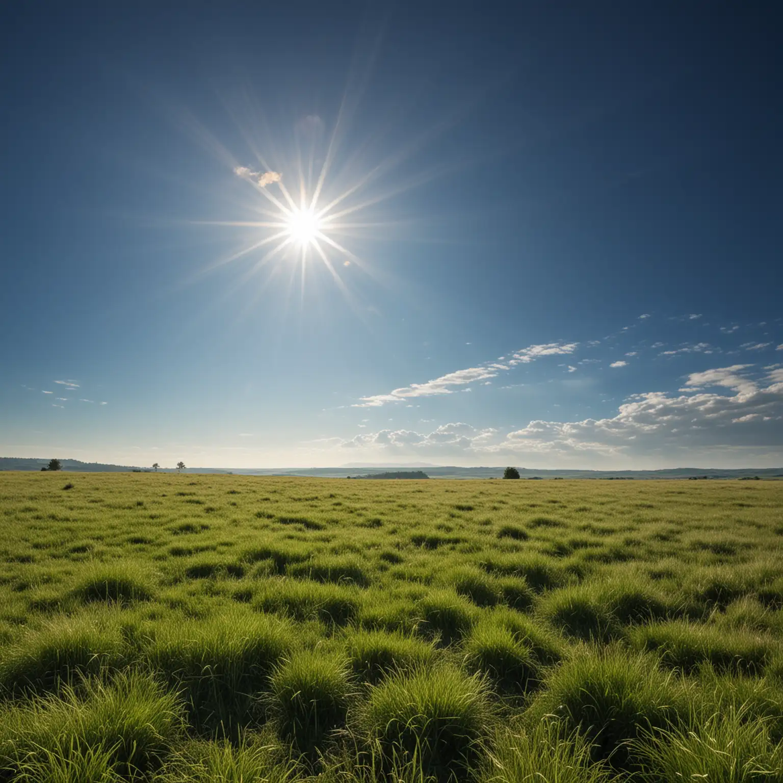 Sunlight, grassland, blue sky