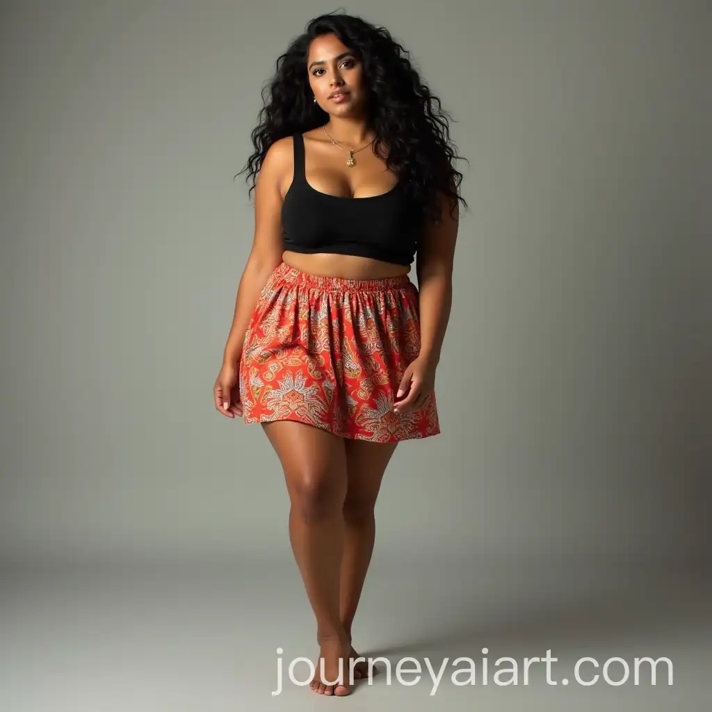 Curvy-Indian-Woman-in-Short-Skirt-and-Bare-Feet-Pose
