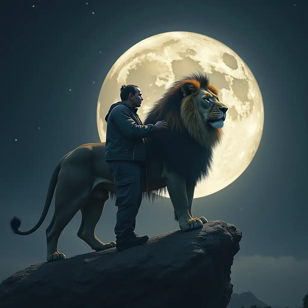 Lion trainer on the moon