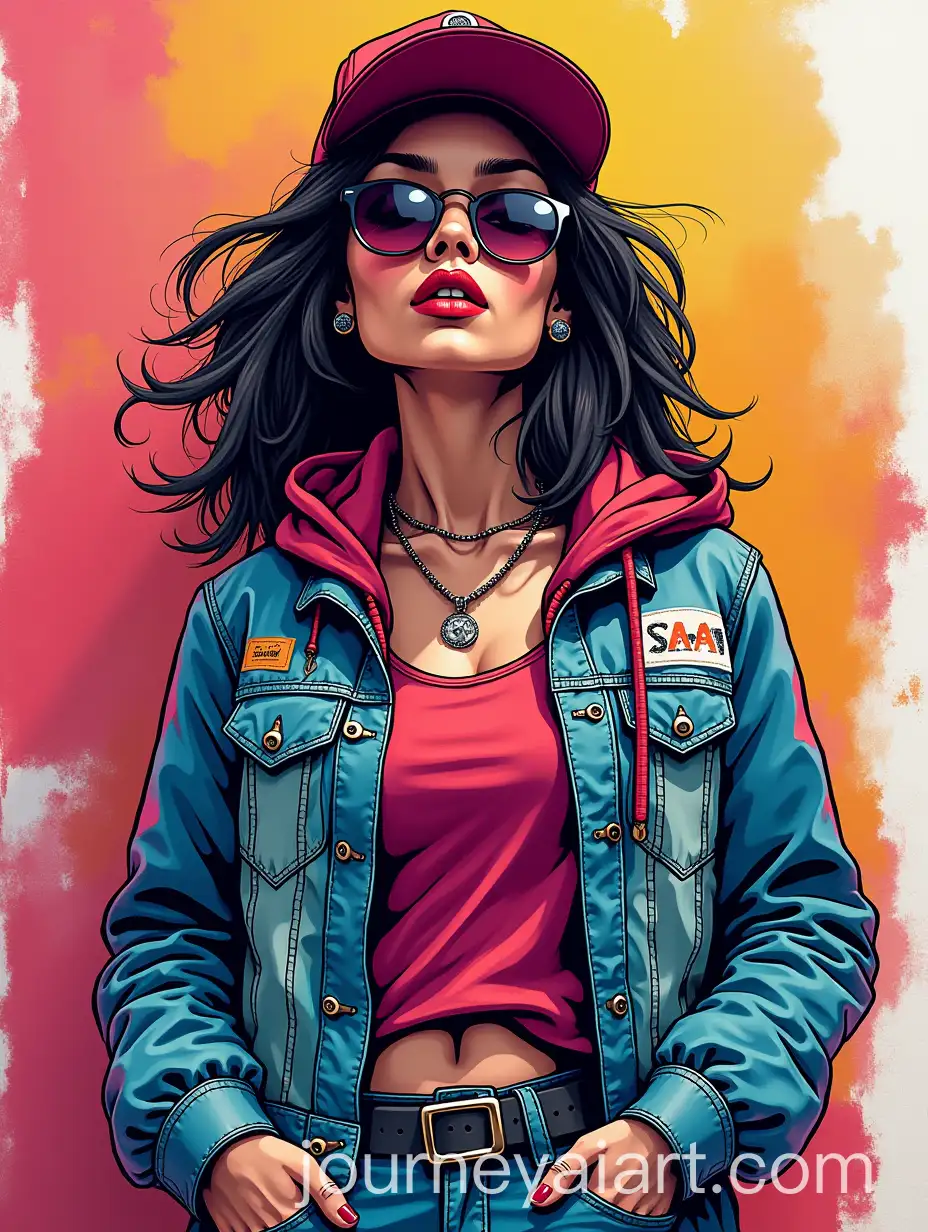 Confident-Urban-WomanAI-Image-Prompt-Expansion-in-Graffiti-Street-Art-Style-with-Colorful-Streetwear