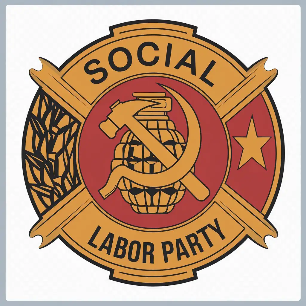 LOGO Design For Social Labor Party Communism and Grenade Symbol in Vector Format