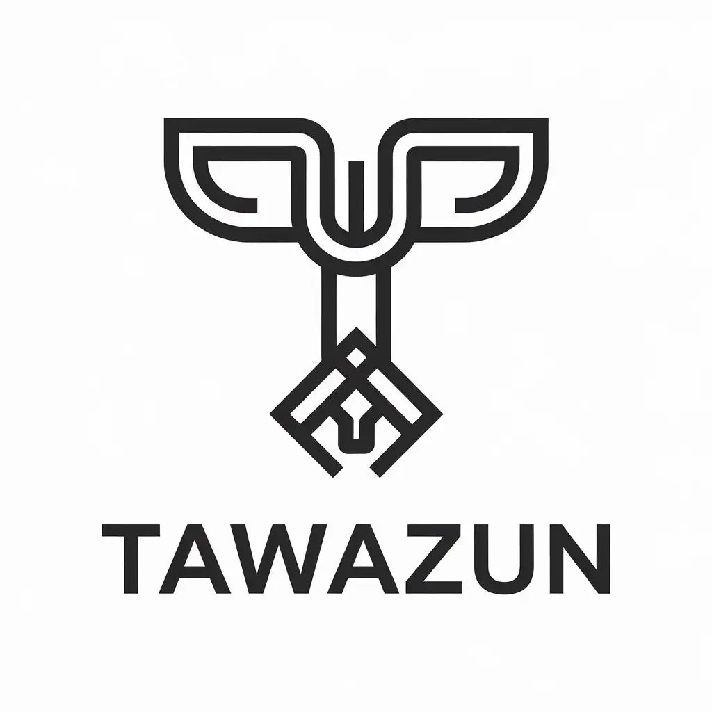 LOGO Design for Tawazun Minimalist Vector with UpsideDown Person Symbol and Clear Background