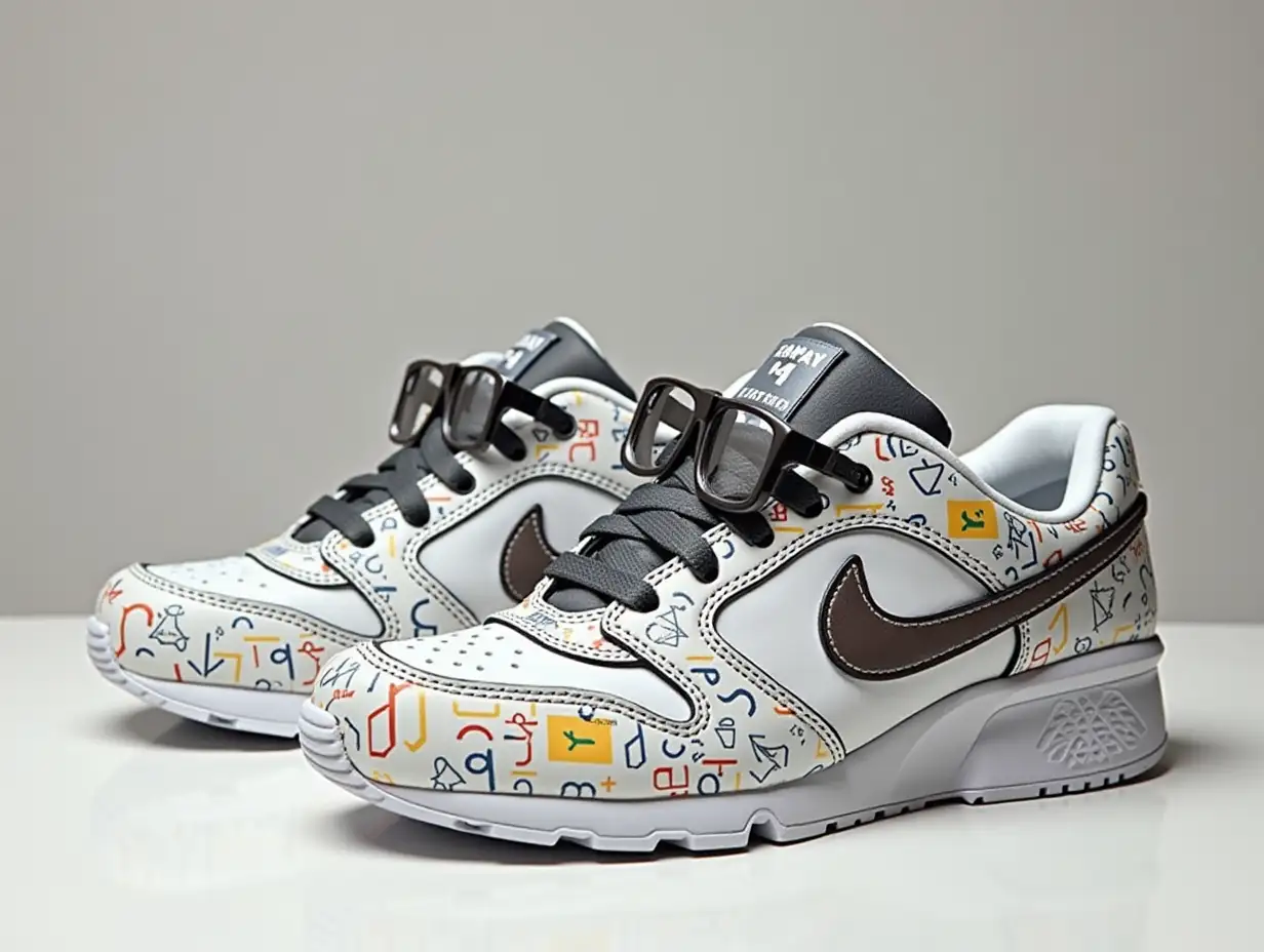 Puzzles. Smart. Glasses. Mathematics. Sneakers