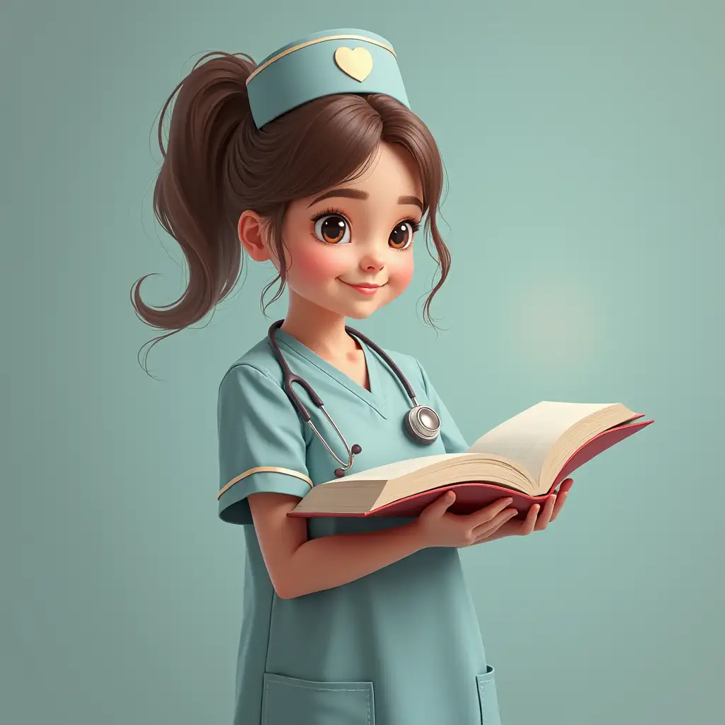 girl nurse with a book