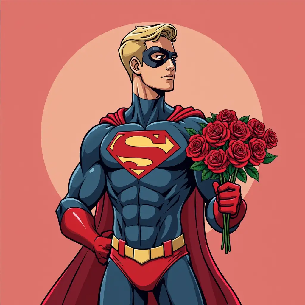 Make a superhero that goes around giving roses to all the ladies on Valentines Day