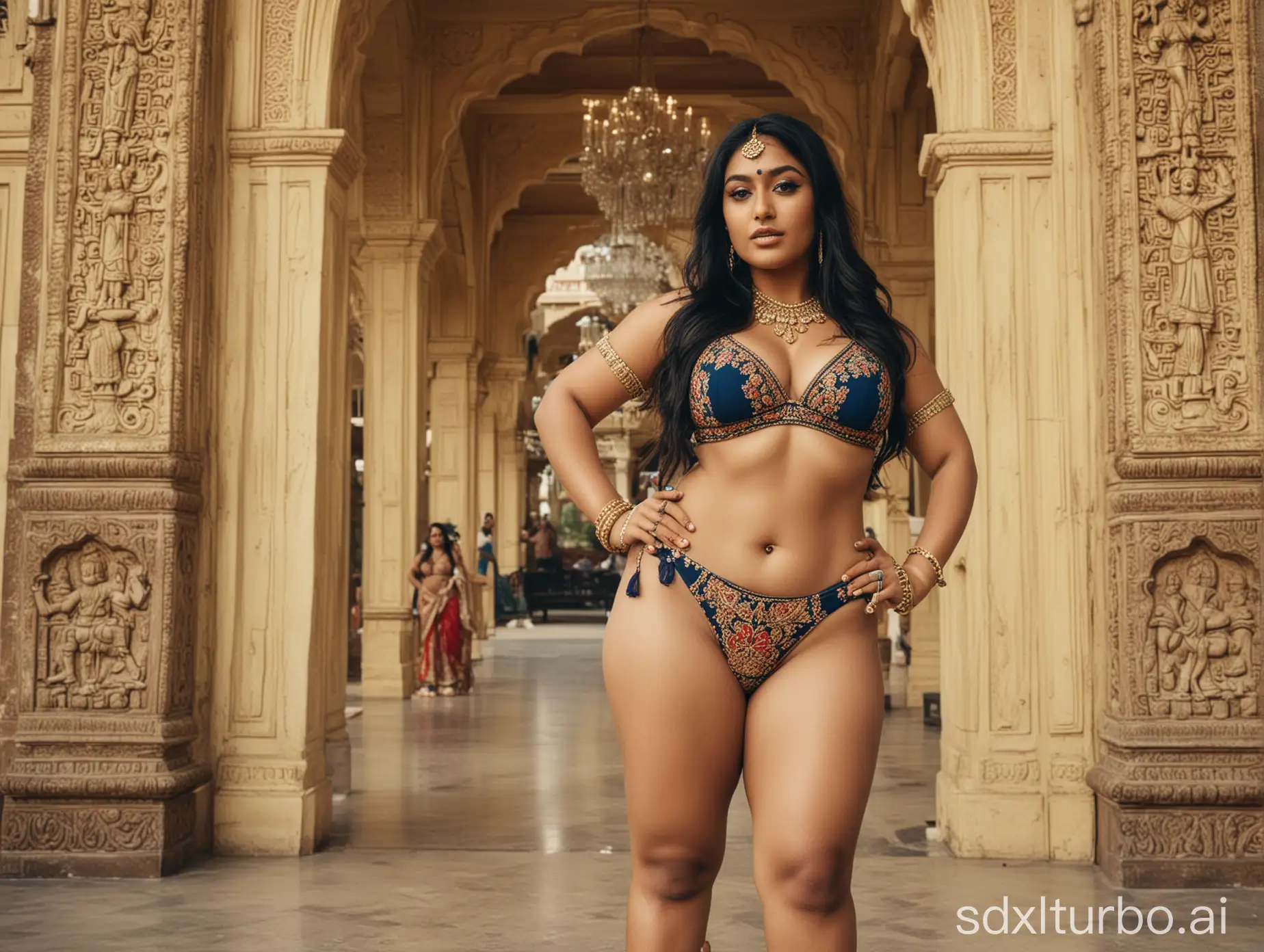 Indian-Queen-with-Thick-Thighs-in-Bikini-and-Jewelry-at-Palace