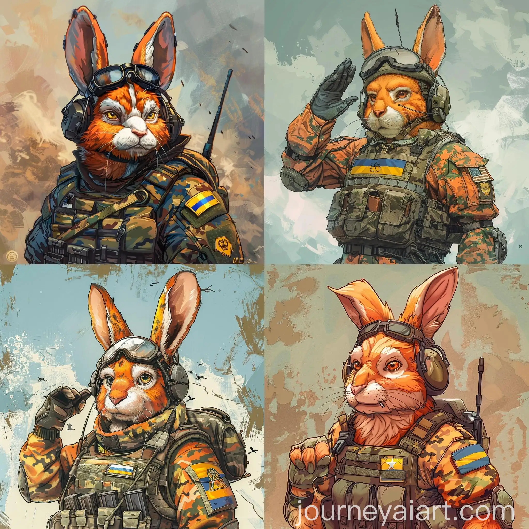 Muscular-Ukrainian-Rabbit-in-Ground-Forces-Uniform-Saluting