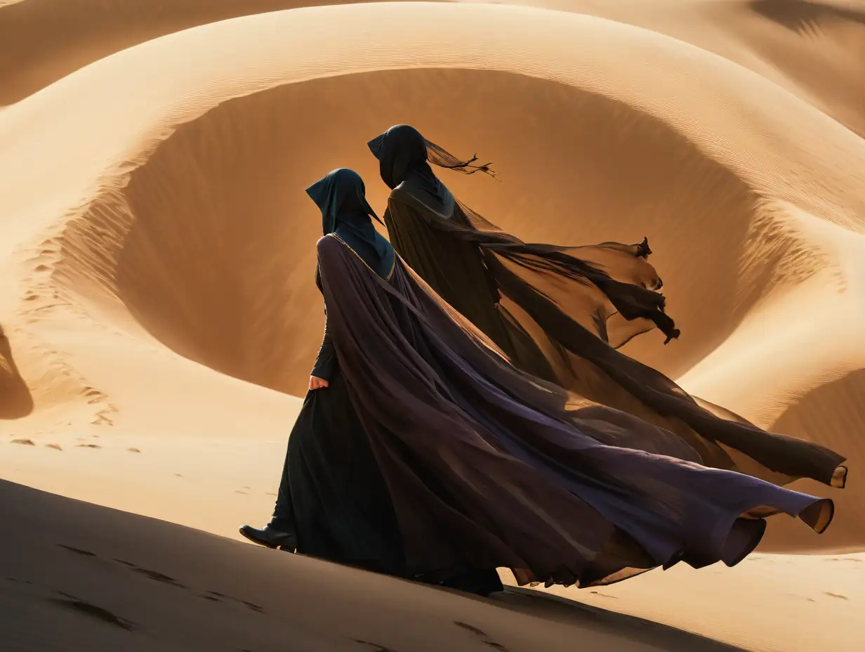 Bene Gesserit Witches Walking Downhill in Flowing Dresses