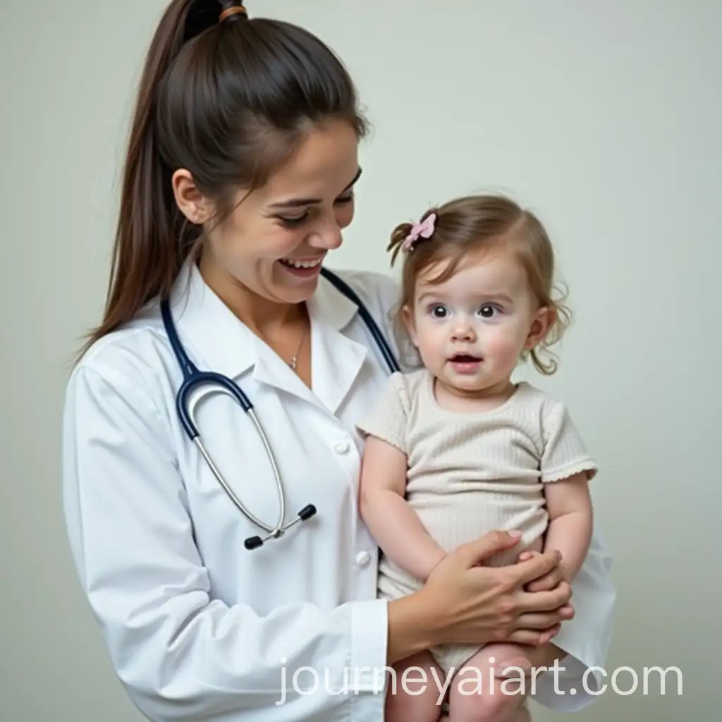 Young-Cute-Doctor-Holding-a-Small-Child-in-a-Careful-Embrace