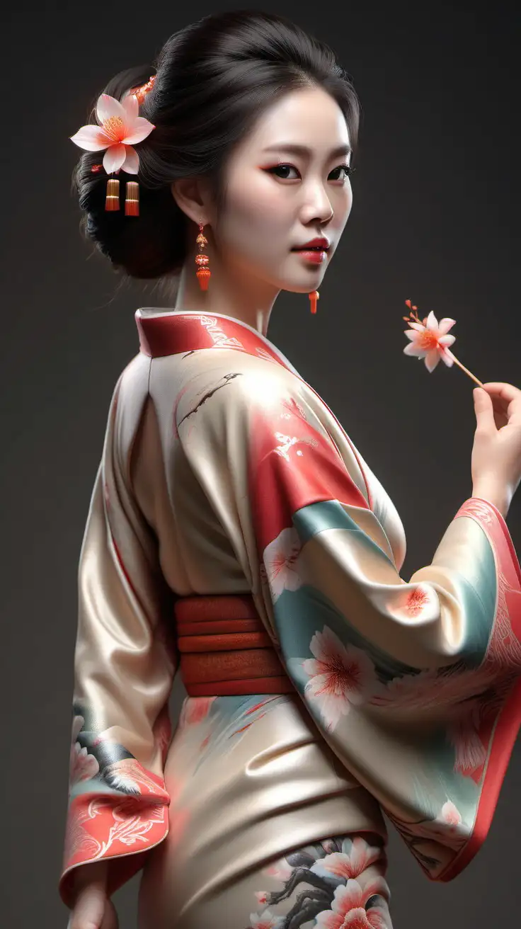 Elegant-Chinese-Woman-in-Dynamic-Pose-Wearing-a-Beautiful-Kimono