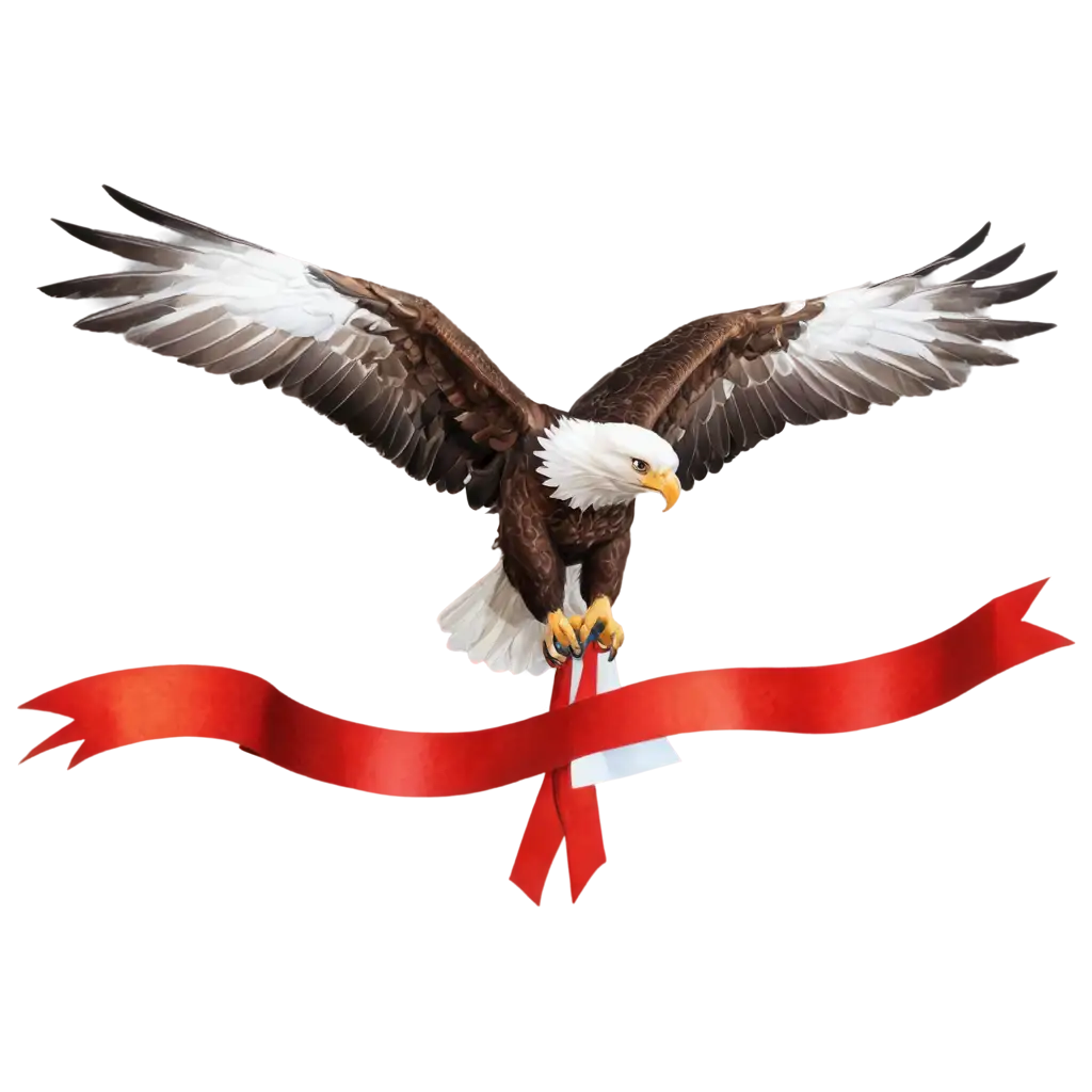 Flying-Eagle-Holding-Red-and-White-Ribbon-PNG-Image-Majestic-Illustration