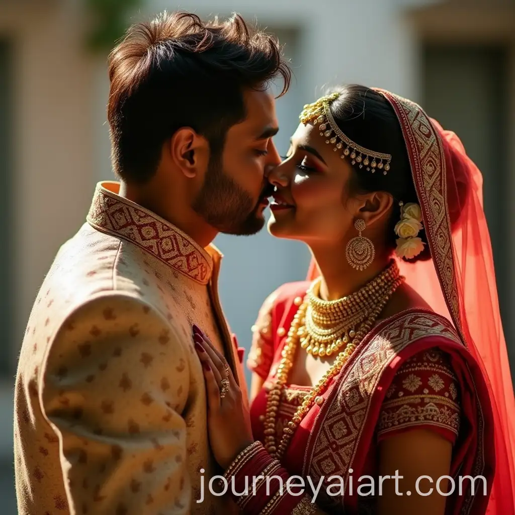 Traditional-Indian-Couple-in-Cultural-Attire-Celebrating-with-a-Kiss