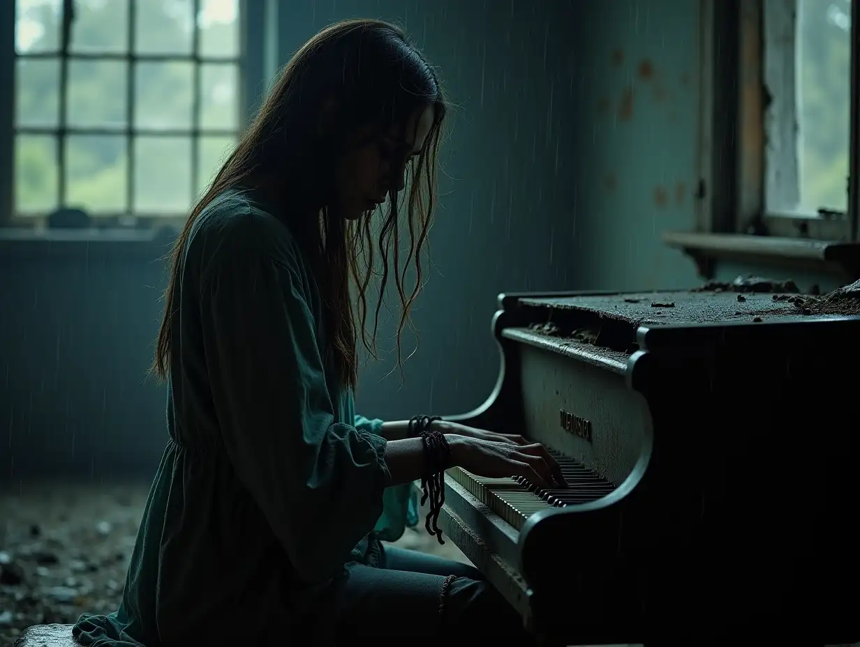 Eerie-Female-Wraith-Playing-Rotten-Piano-in-Ruins-of-Victorian-House