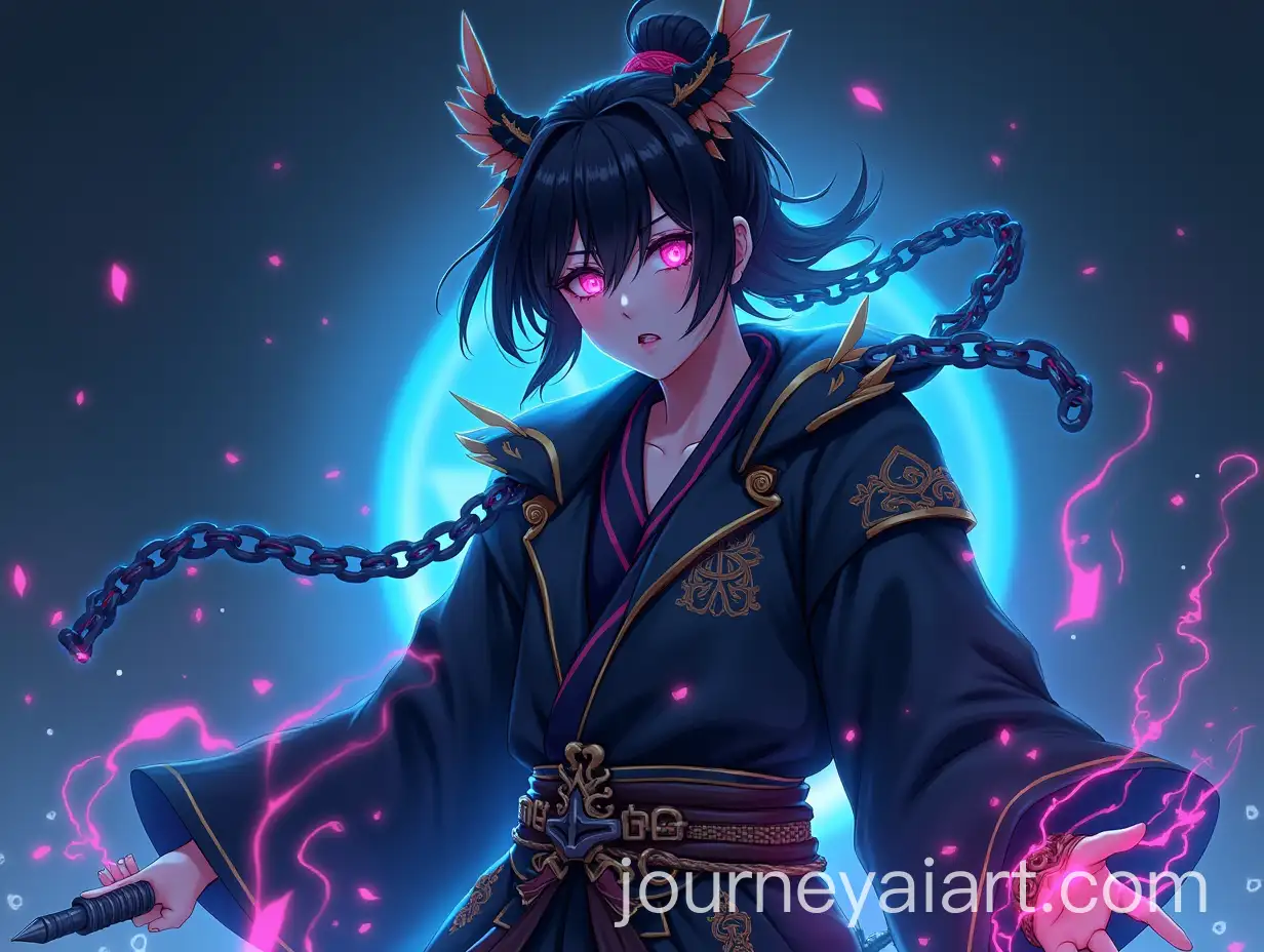 Mystical-Samurai-Anime-Figure-with-Neon-Chains-and-Glowing-Eyes