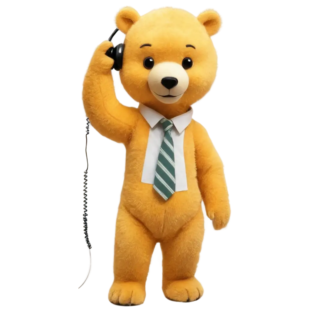 Charming-Yellow-Bear-Listening-on-the-Phone-PNG-Image-for-Versatile-Use