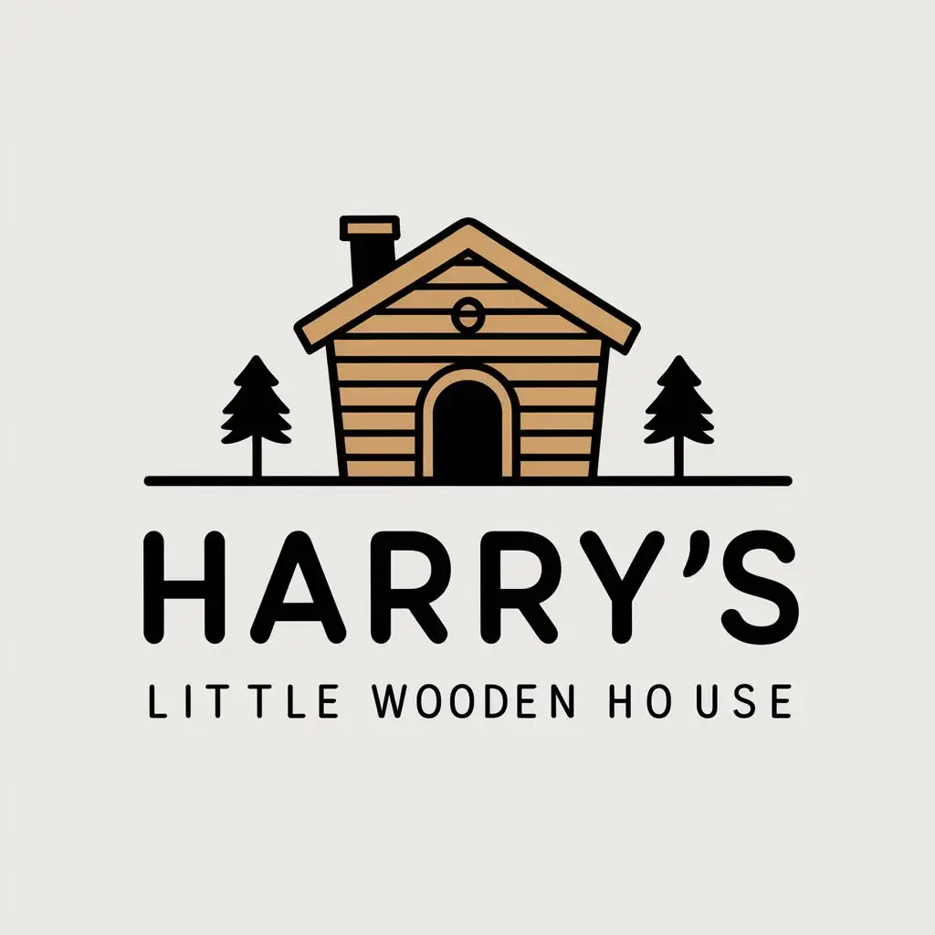 LOGO-Design-for-Harrys-Little-Wooden-House-Vector-Design-with-a-Wooden-House-Symbol