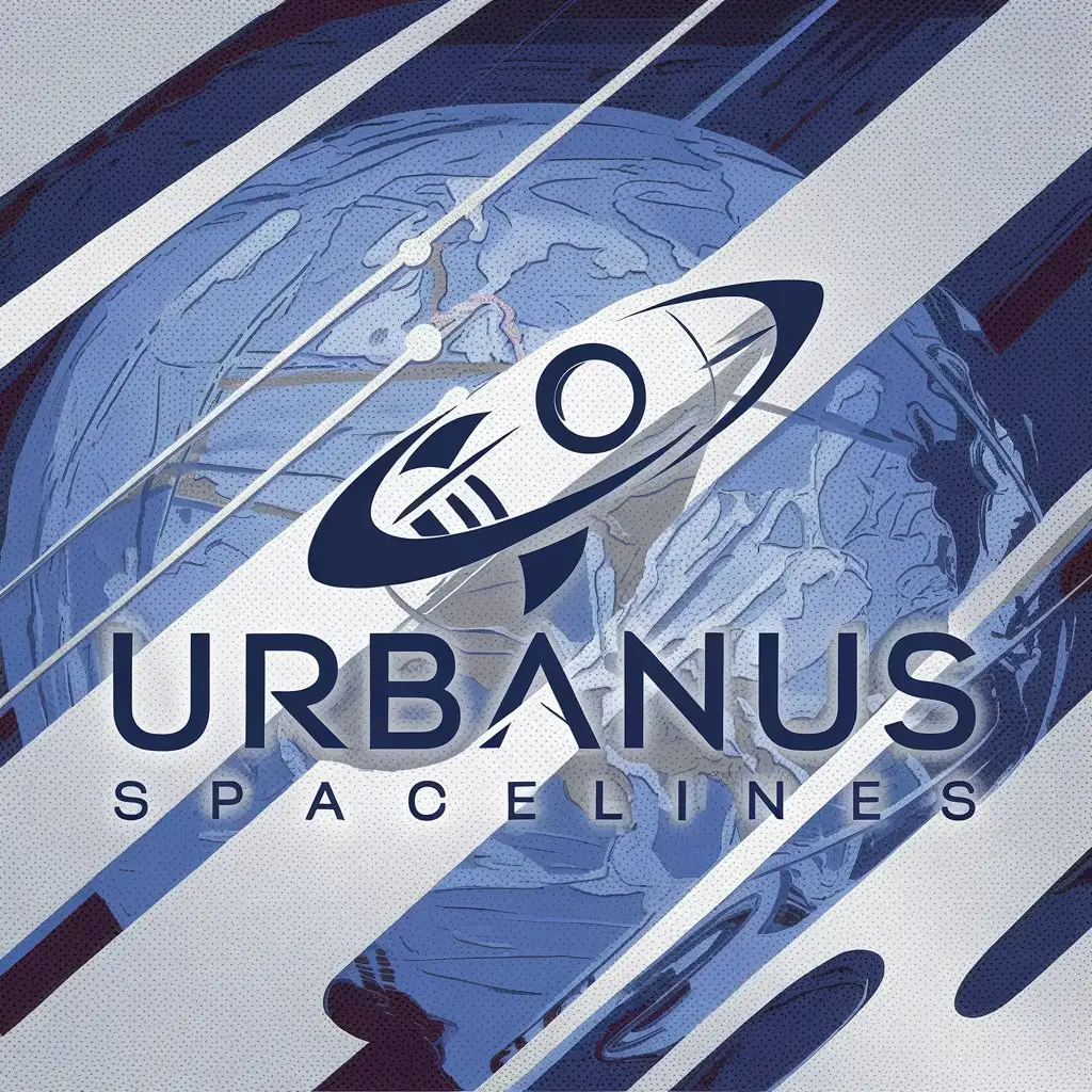 LOGO Design for Urbanus Spacelines Rocket Symbol with Uranus Planet Background for Travel Industry