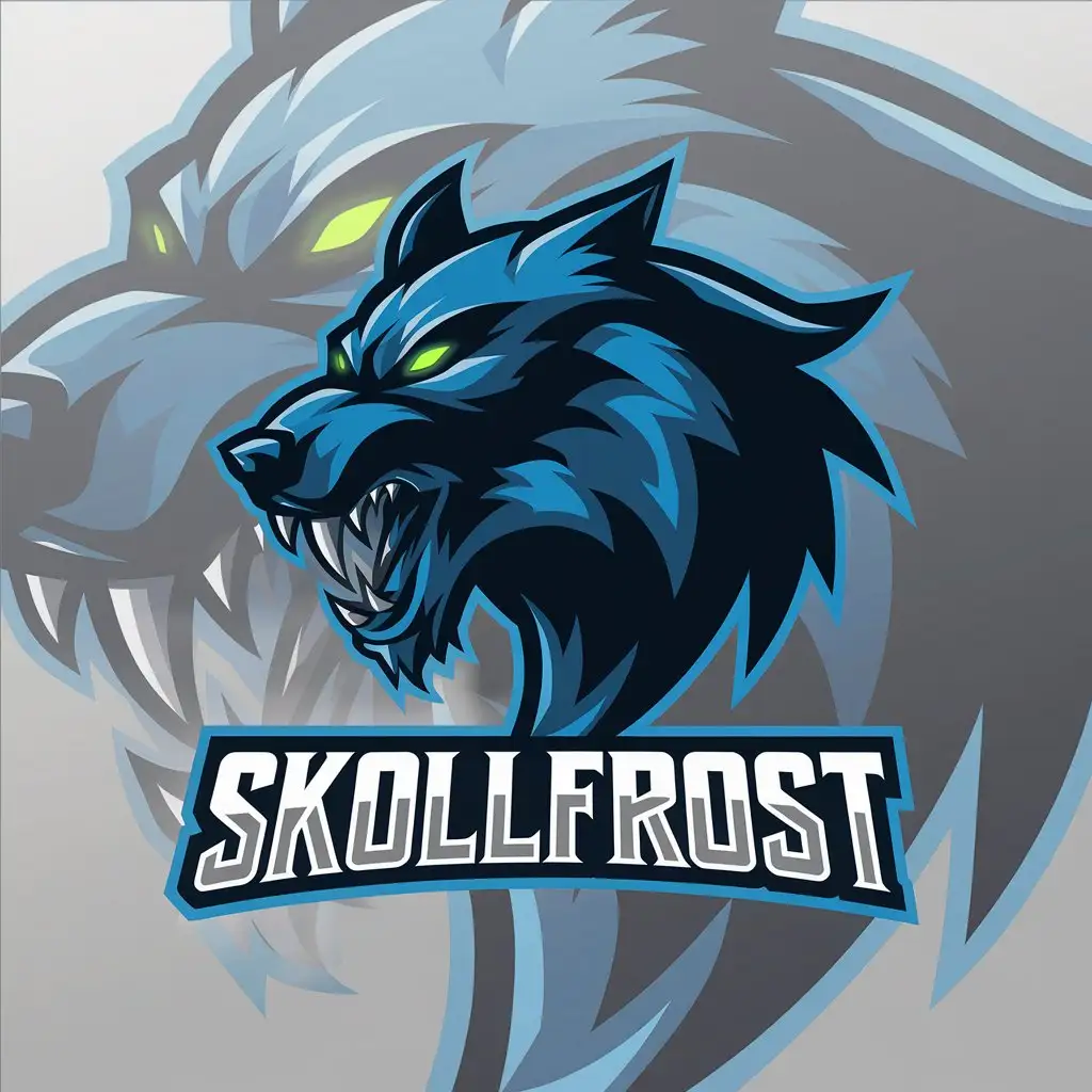 LOGO Design for Skollfrost Blue Black Wolf with Norse Mythology Theme for Gaming Industry