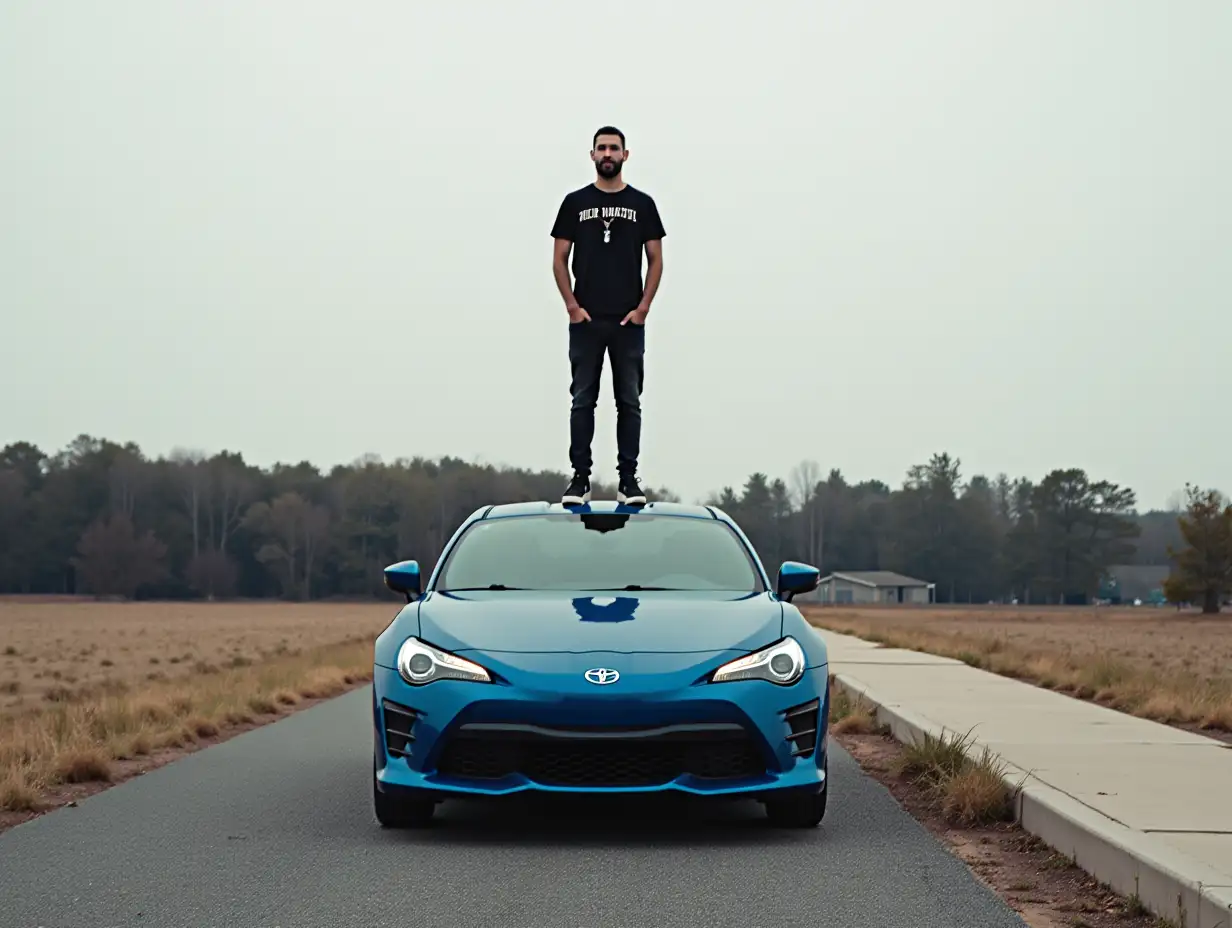 a man standing on a car