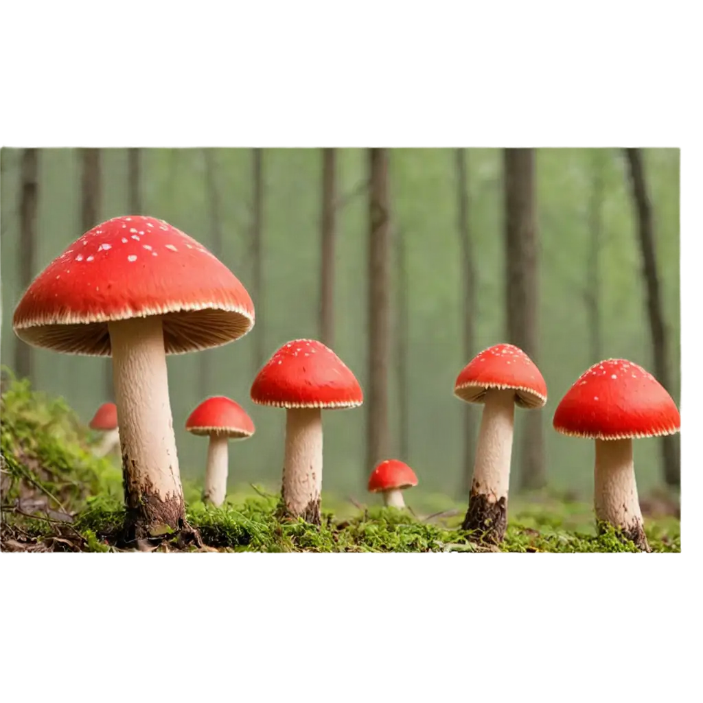 Red-Mushrooms-in-the-Forest-PNG-Image-HighQuality-Transparent-PNG-for-Nature-and-Fantasy-Projects