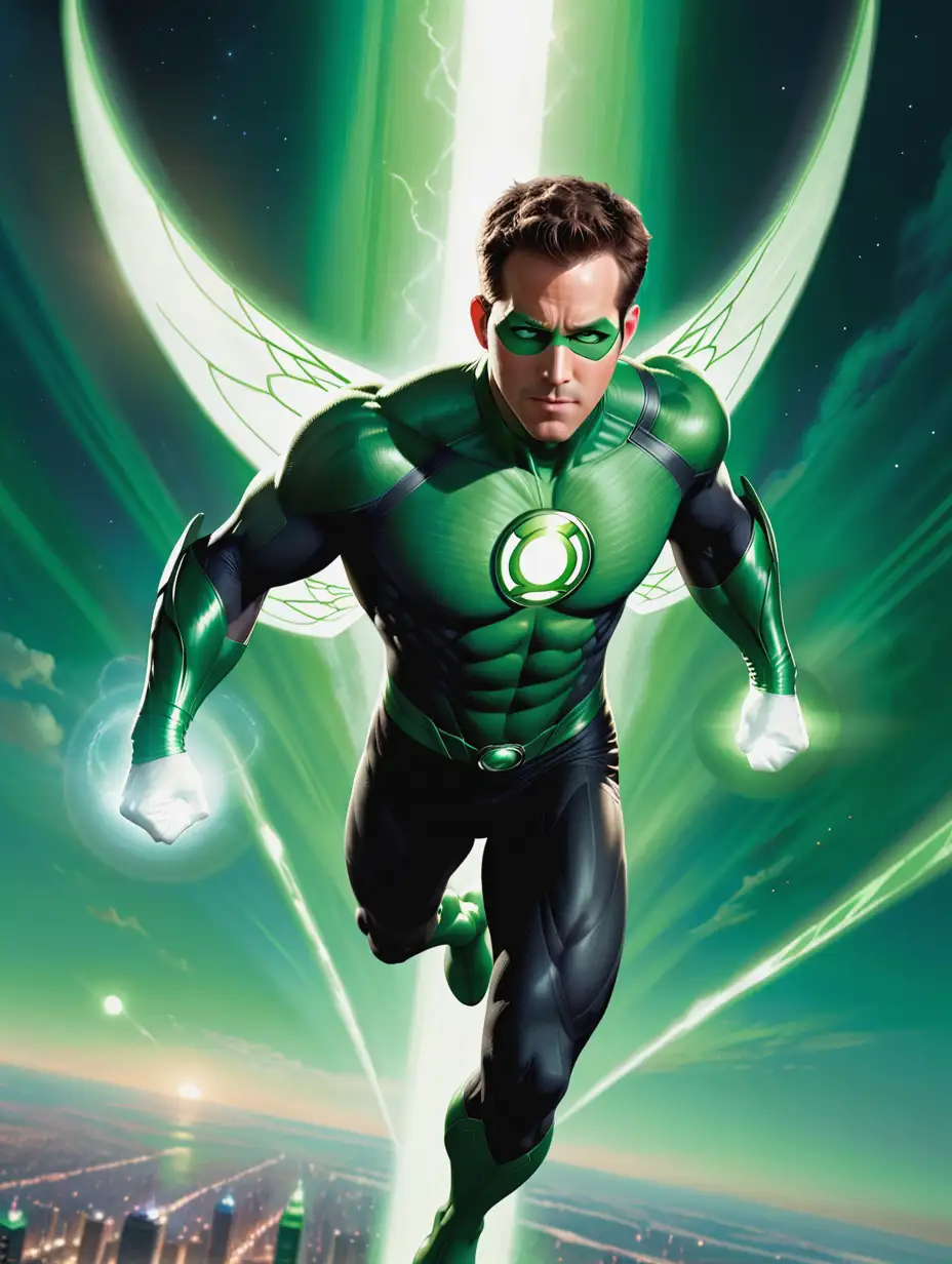 Ryan Reynolds, Hal Jordan, green lantern, impatience, flying, full height