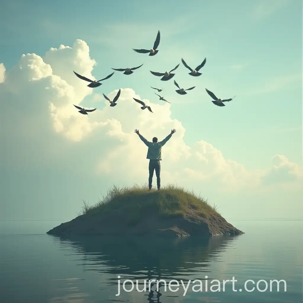 Man-Soaring-with-Birds-on-Island-Sky-AR-11