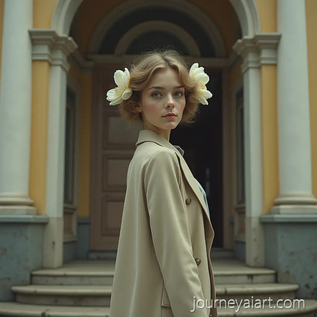 Surreal-1920s-Woman-with-Hopeful-Expression-Against-VintageSurreal-1920s-female-portrait-Building-Background