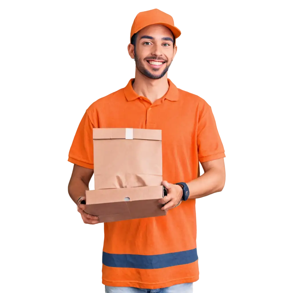 HighQuality-PNG-of-a-Delivery-Man-in-an-Orange-Shirt-and-Cap-Delivering-a-Parcel