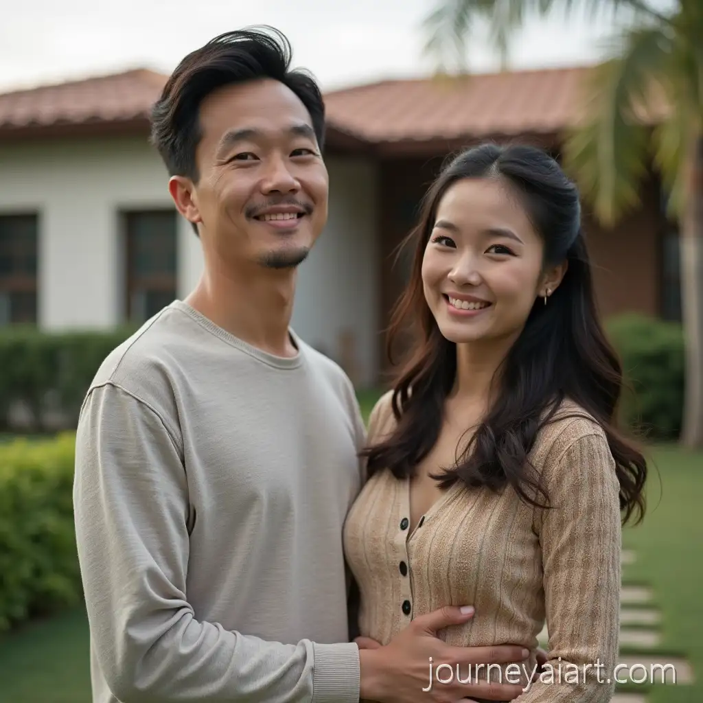 Wealthy-Asian-Man-and-HisRich-Asian-couple-outside-house-Beautiful-Young-Wife-Outside-Their-Large-Luxury-Home