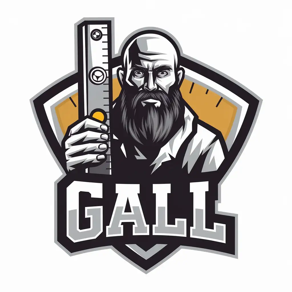 LOGO Design for Gall Bald Bearded Man with Spirit Level for Construction Industry