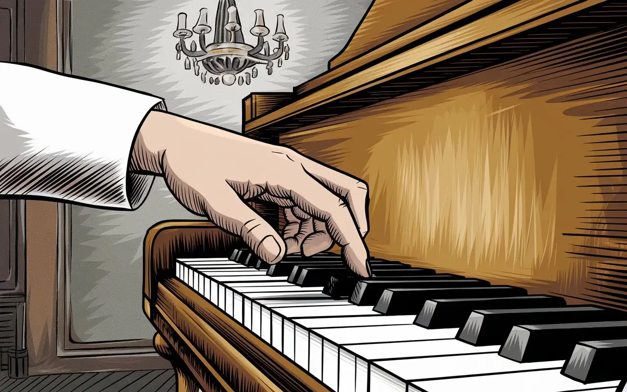 Hand-Pressing-Piano-Key-in-Musical-Moment