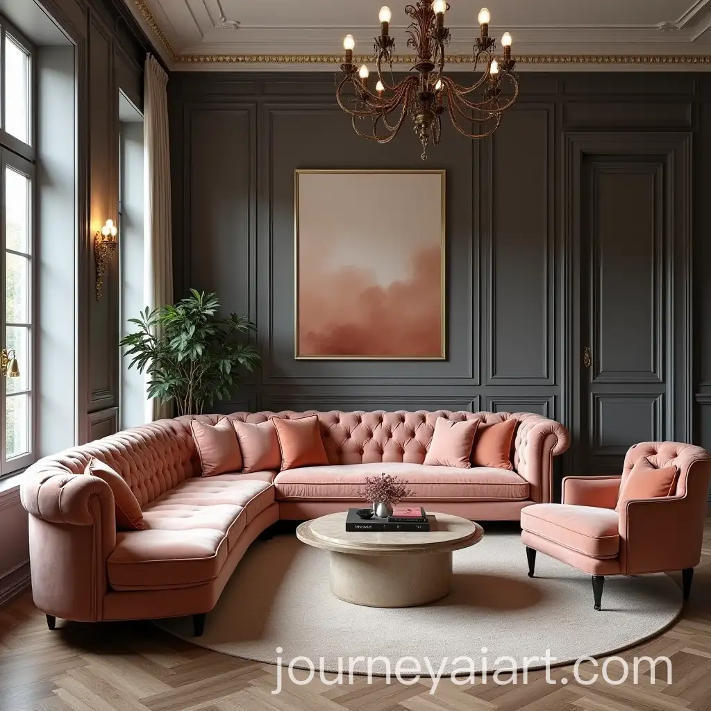 Luxurious-Royal-Classic-Chesterfield-Living-Room-with-Salmon-Pink-and-Dark-Grey-Accents