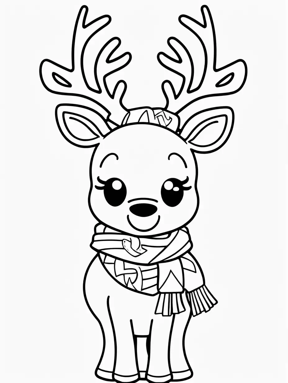 Simple Christmas Reindeer Coloring Page for Toddlers