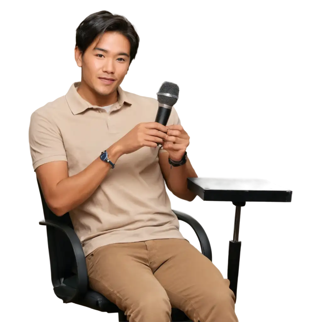 Vietnamese-Man-Singing-Karaoke-PNG-HighQuality-Image-of-a-33YearOld-in-a-KhakiPNG-Image-Usage-Scenarios-Shirt-with-Wireless-Mic