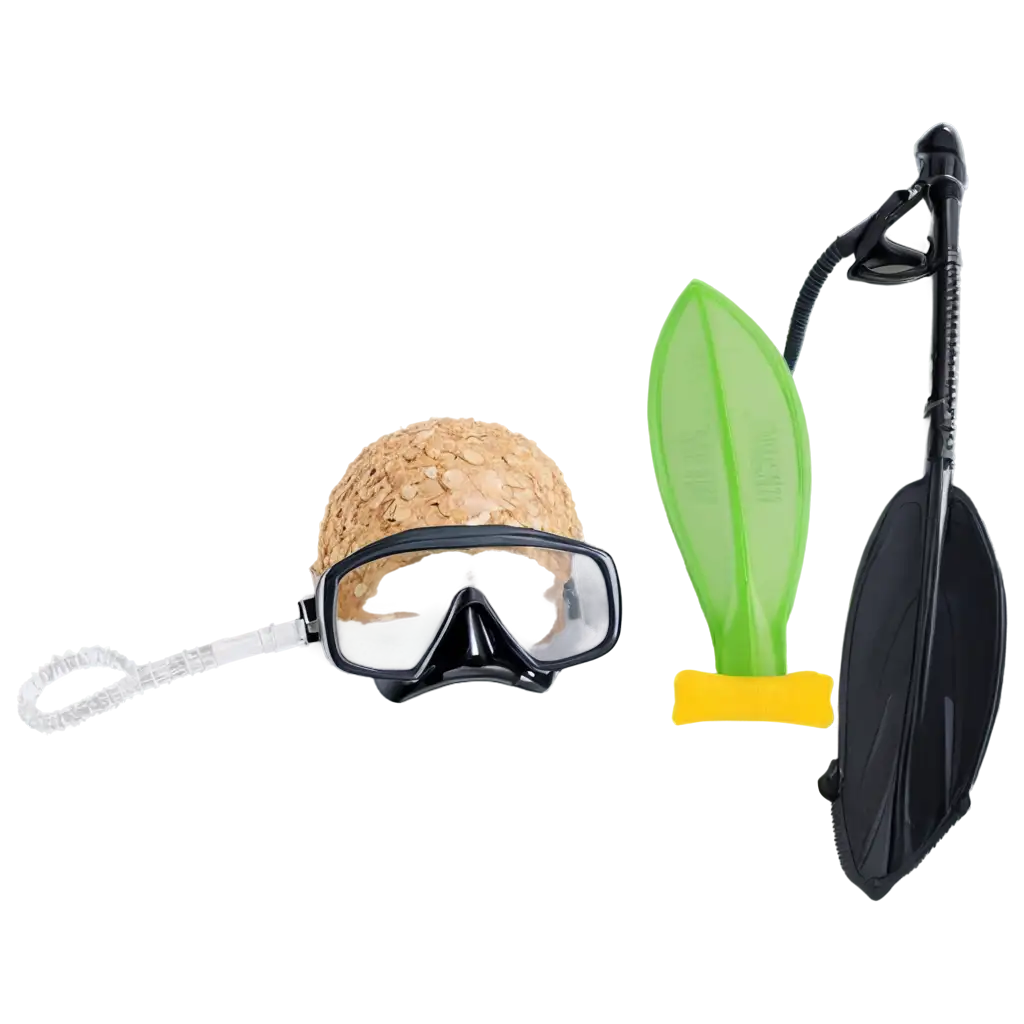 Collection set of items for a beach vacation, including a snorkel, mask, umbrella and other isolated on background, Summer holiday weekend