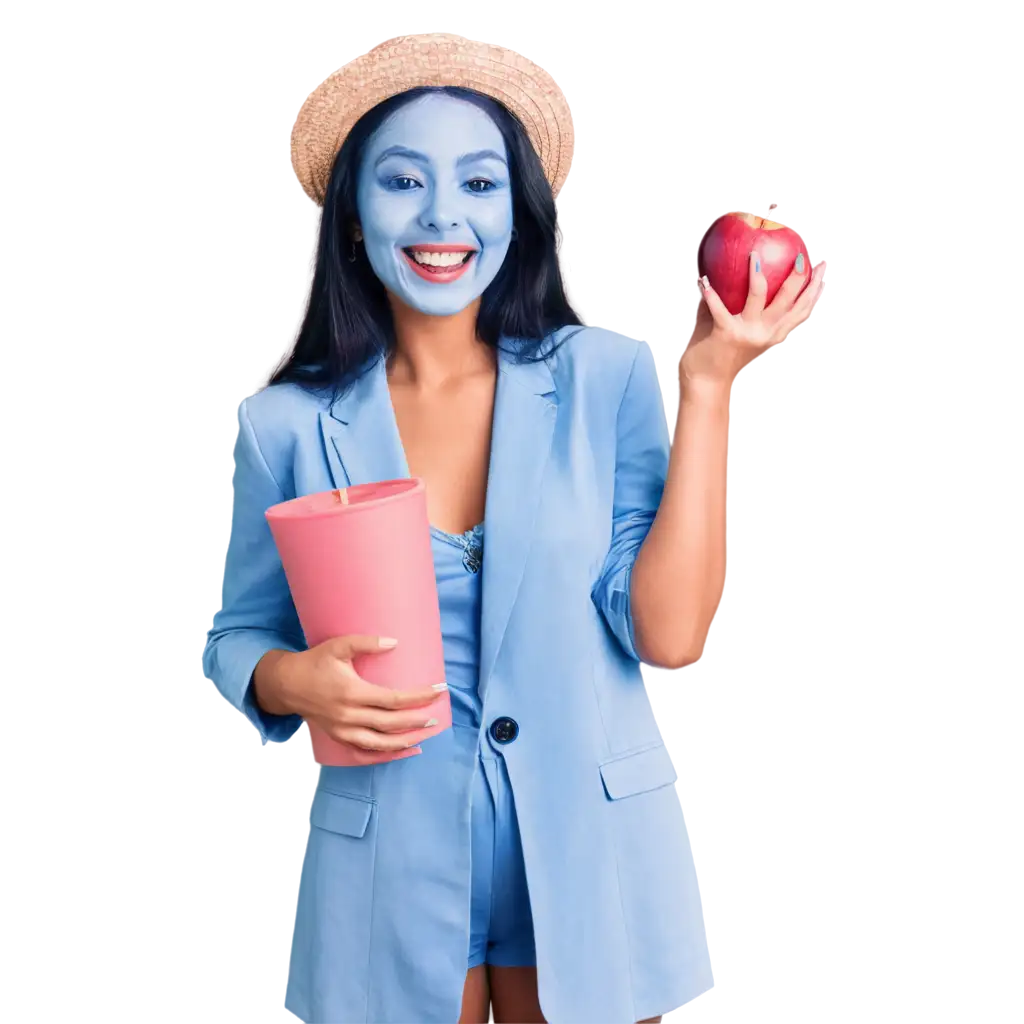 PNG-Image-Happy-Person-with-Blue-Skin-Laughing-Holding-a-Pink-Apple