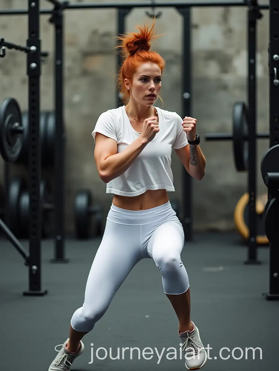 Strong-Irish-Model-with-Red-Hair-Doing-Weighted-Lunges-at-Outdoor-Gym